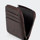 Hakiki Deri Erkek Fermuarlı Kartlık Cüzdan - Kahve