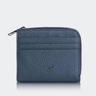 Hakiki Deri Erkek Fermuarlı Kartlık Cüzdan - Mavi