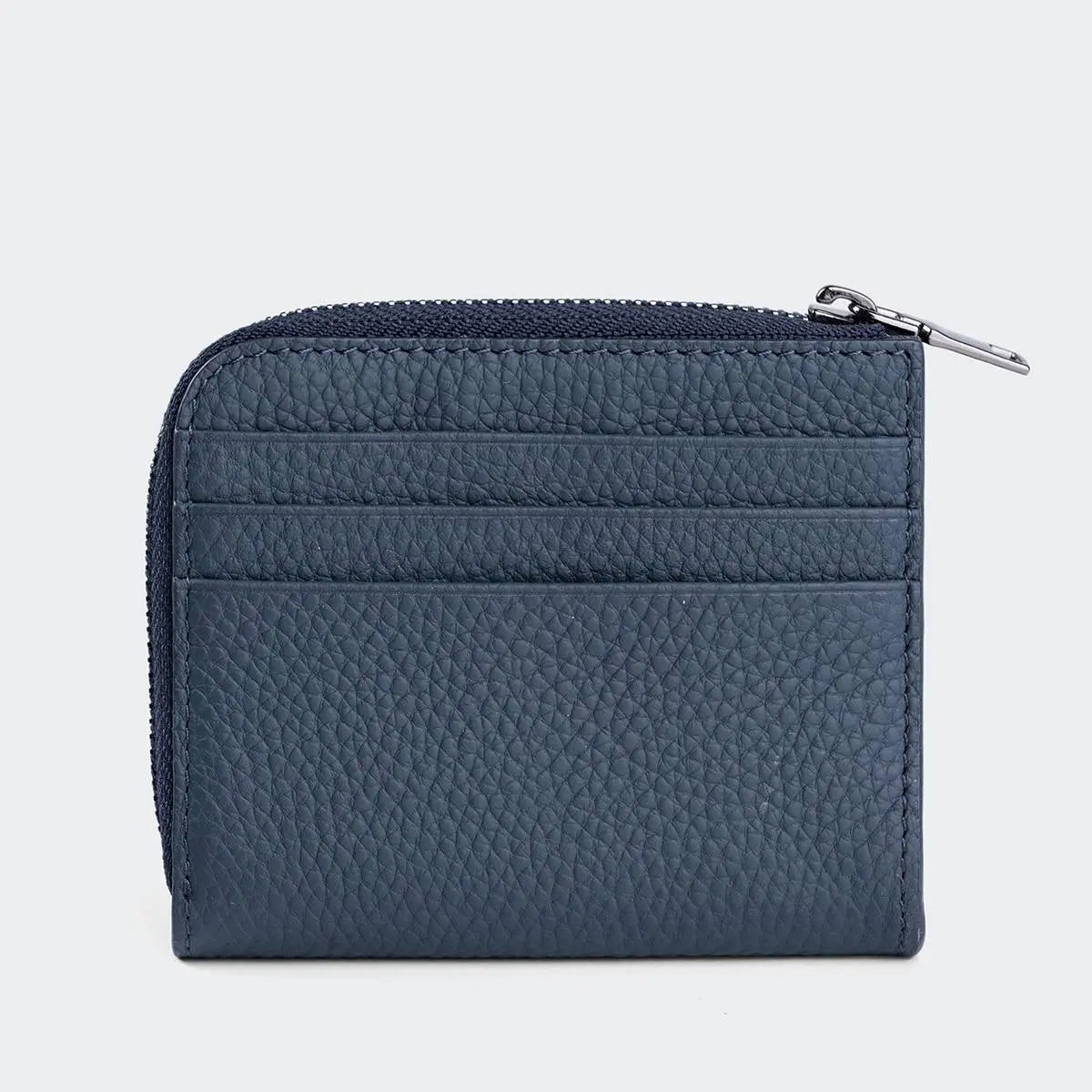 Hakiki Deri Erkek Fermuarlı Kartlık Cüzdan - Mavi