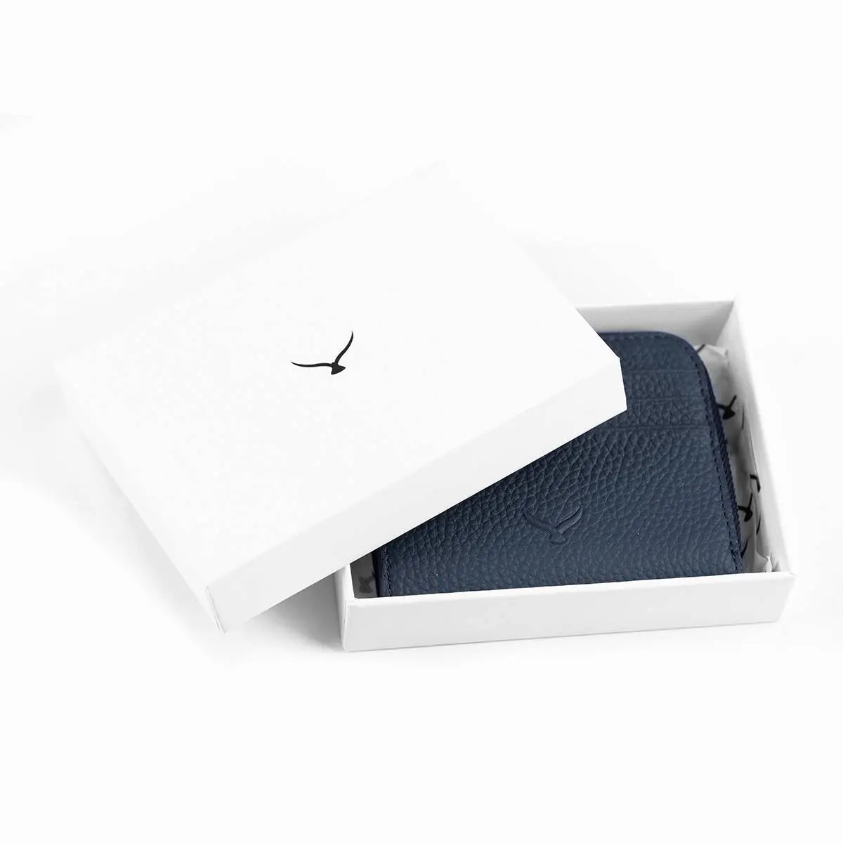 Hakiki Deri Erkek Fermuarlı Kartlık Cüzdan - Mavi