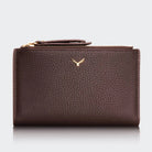 Hakiki Deri Kadın Fermuarlı Cüzdan - Kahve