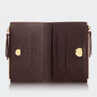 Hakiki Deri Kadın Fermuarlı Cüzdan - Kahve