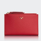 Hakiki Deri Kadın Fermuarlı Cüzdan - Kırmızı