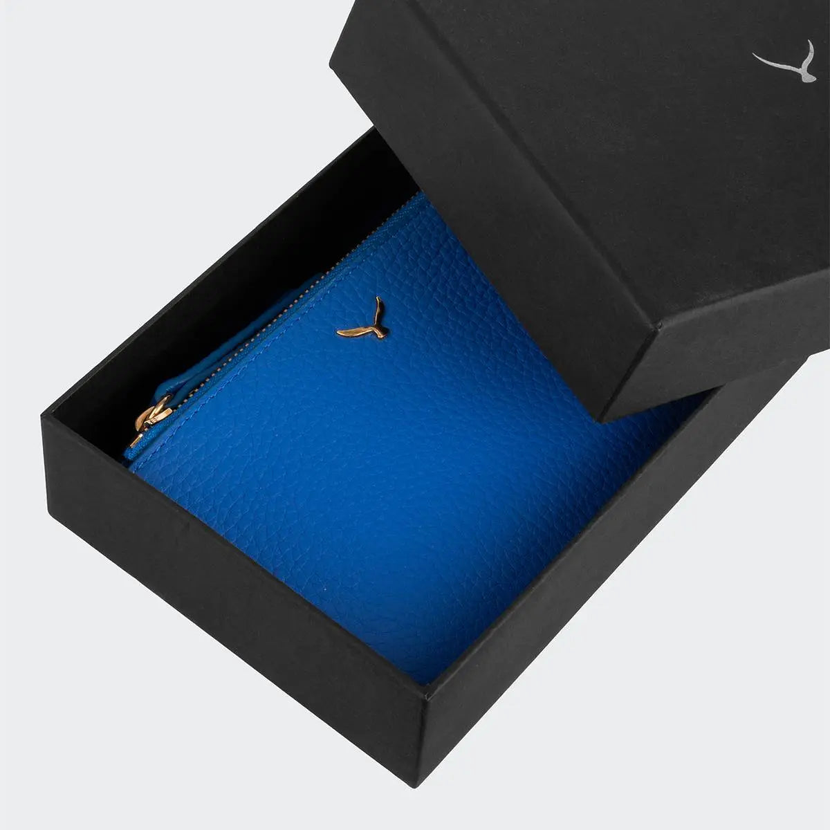 Hakiki Deri Kadın Fermuarlı Cüzdan - Mavi