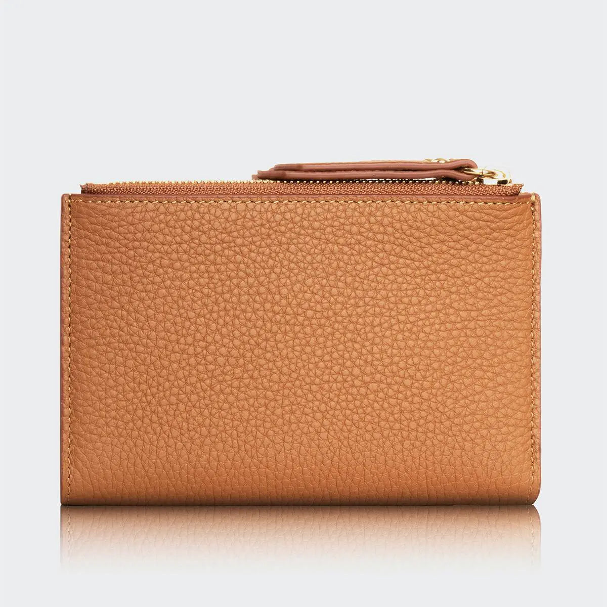 Hakiki Deri Kadın Fermuarlı Cüzdan - Taba