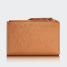 Hakiki Deri Kadın Fermuarlı Cüzdan - Taba