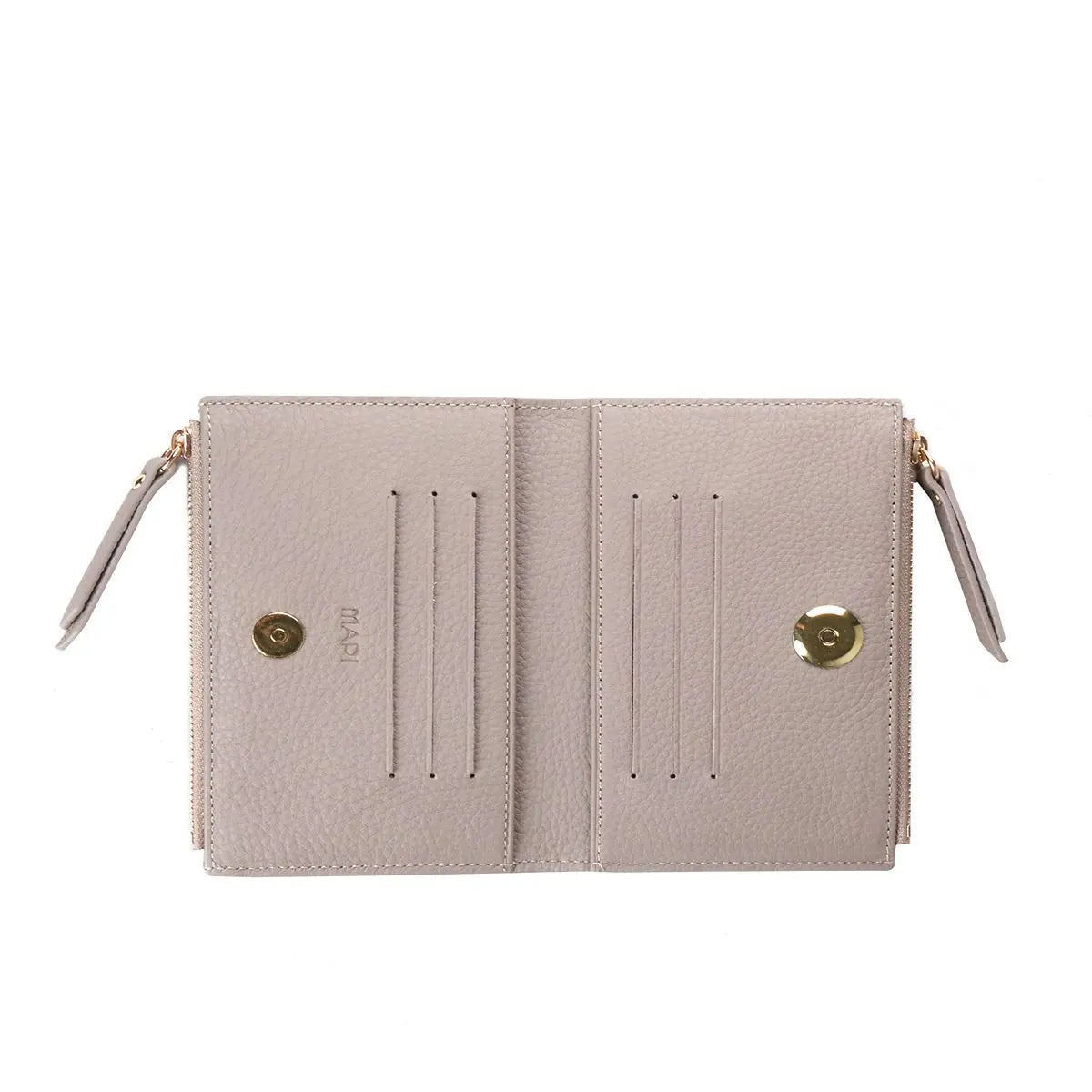 Hakiki Deri Kadın Fermuarlı Cüzdan - Vizon