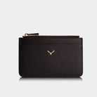 Hakiki Deri Kadın Fermuarlı Kartlıklı Cüzdan - Kahve