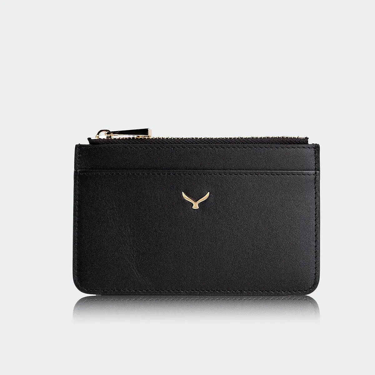 Hakiki Deri Kadın Fermuarlı Kartlıklı Cüzdan - Siyah