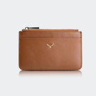 Hakiki Deri Kadın Fermuarlı Kartlıklı Cüzdan - Taba