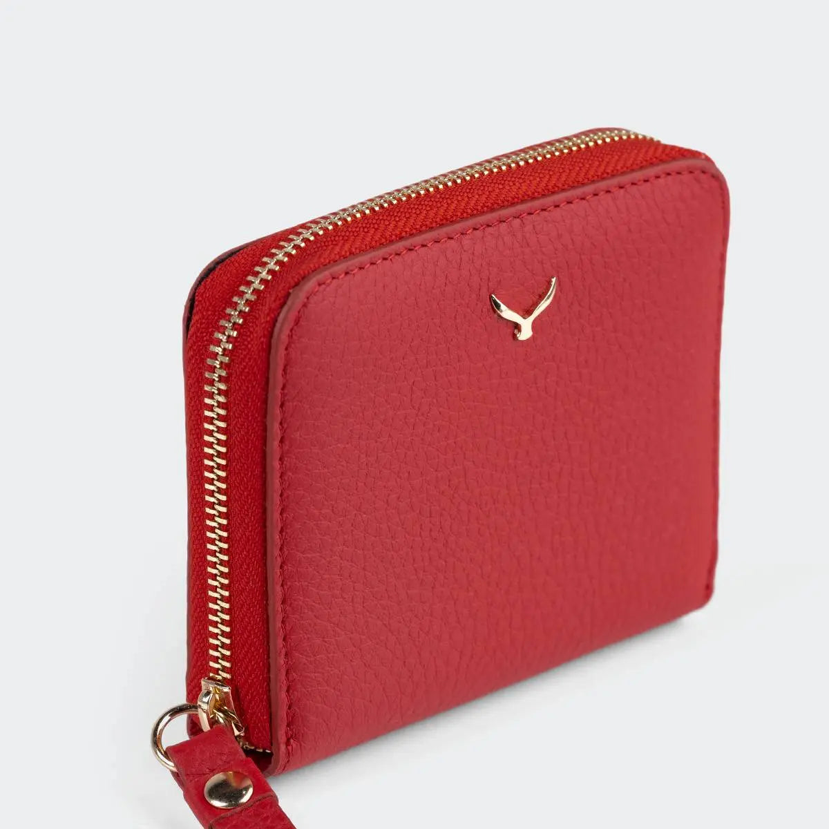 Hakiki Deri Kadın Mini Cüzdan - Kırmızı