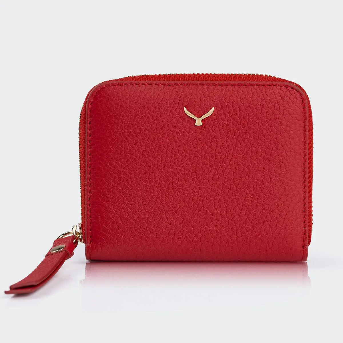 Hakiki Deri Kadın Mini Cüzdan - Kırmızı