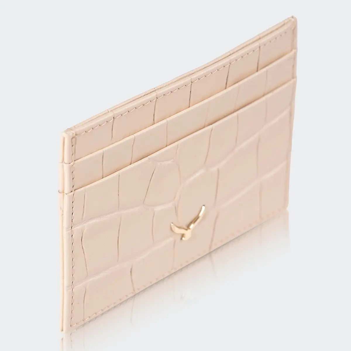 Hakiki Deri Kadın Slim Kartlıklı Cüzdan - Bej