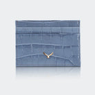 Hakiki Deri Kadın Slim Kartlıklı Cüzdan - Mavi