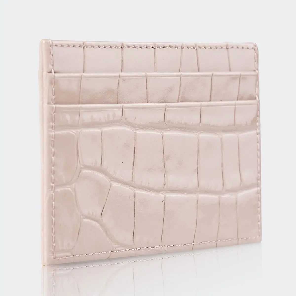 Hakiki Deri Kadın Slim Kartlıklı Cüzdan - Vizon