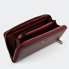 Hakiki Deri Kadın Vintage Cüzdan - Bordo