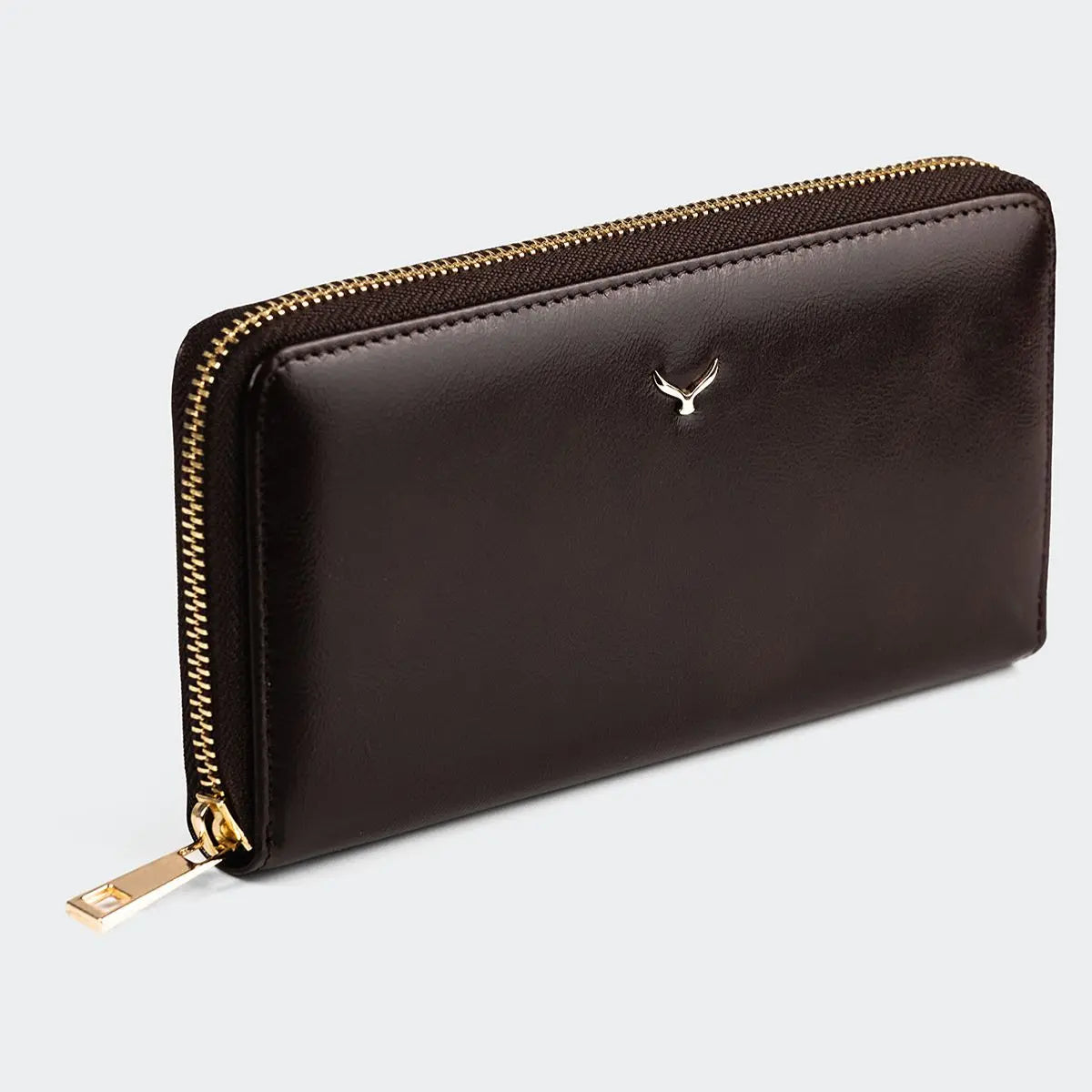 Hakiki Deri Kadın Vintage Cüzdan - Kahve