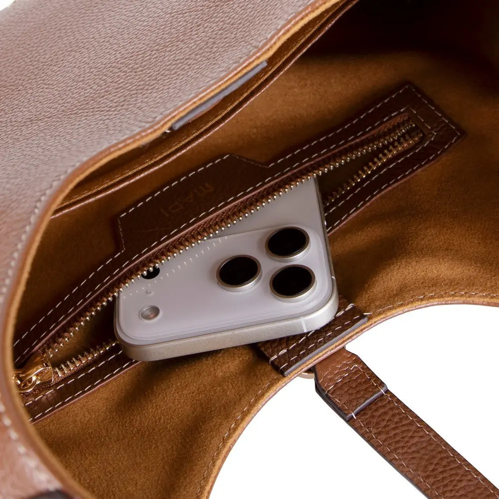 Hakiki Deri Rosa Kadın Çanta - Taba