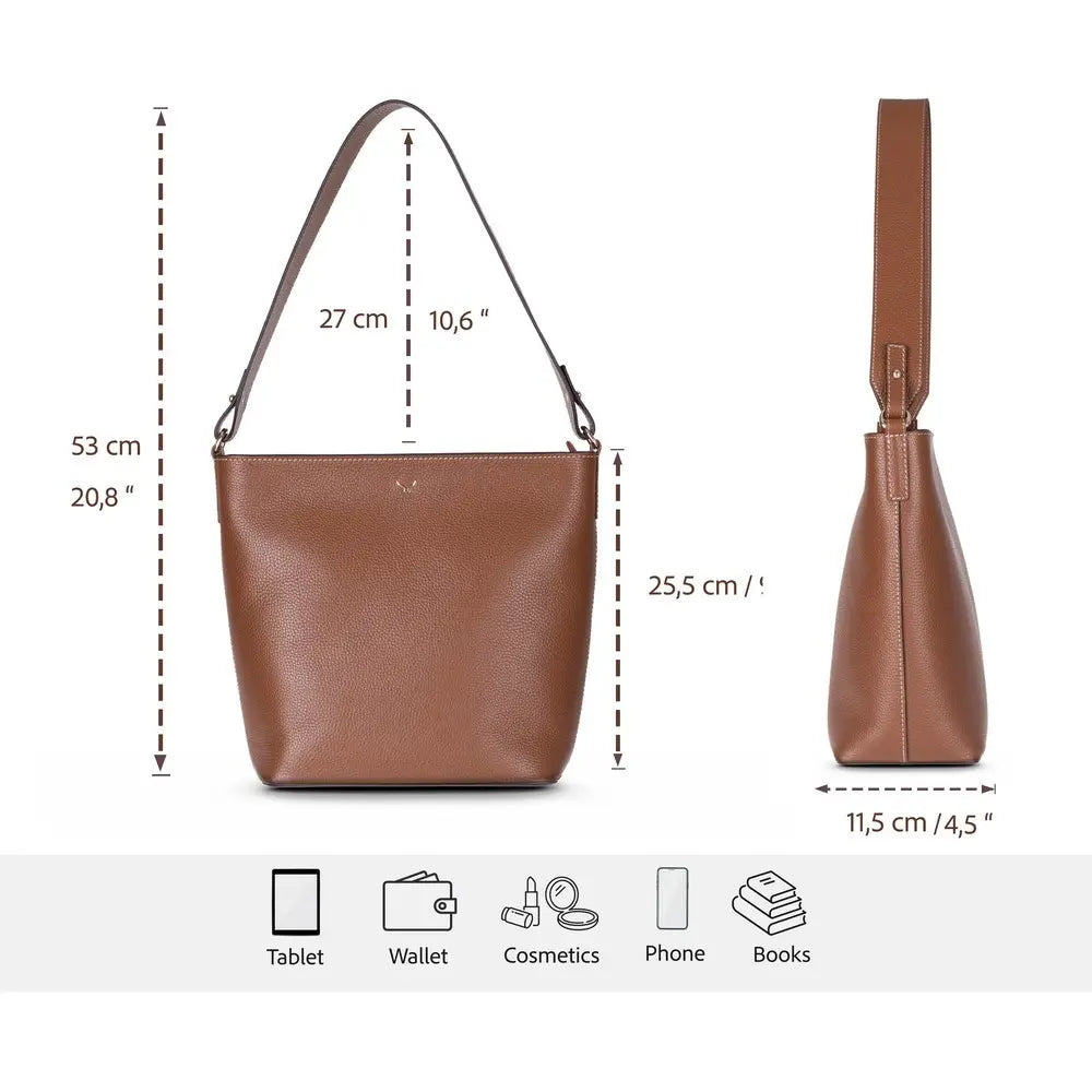 Hakiki Deri Elena Kadın Çanta - Taba