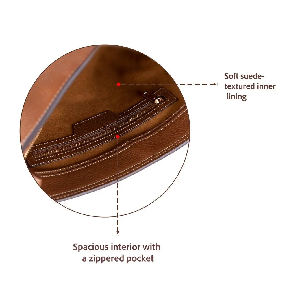 Hakiki Deri Elena Kadın Çanta - Taba